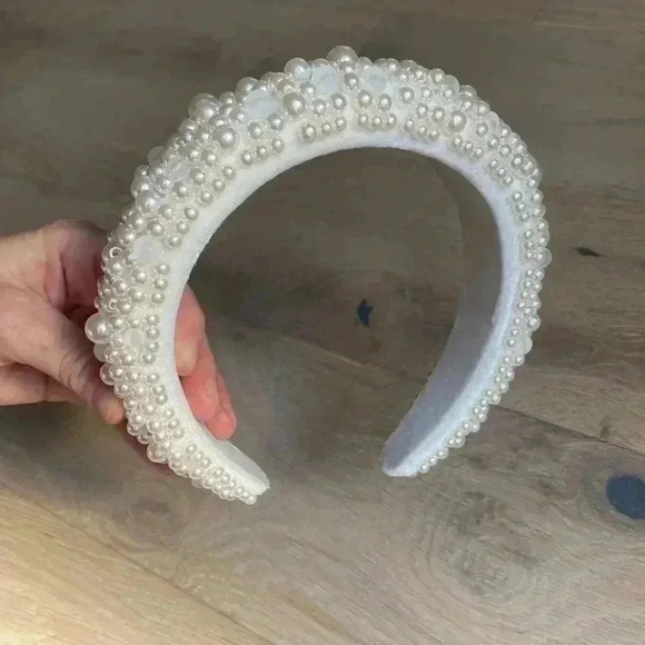 adora by simona Accessories - Adora by Simona "Joselynn" - Velvet Pearl Bridal Headband